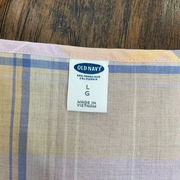 Old Navy Top Large Lilac Plaid Peplum Tank Lightweight Cotton Women's NWT - Picture 11 of 13